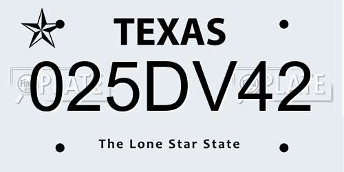 025DV42 Texas License Plate
