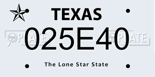 025E40 Texas License Plate