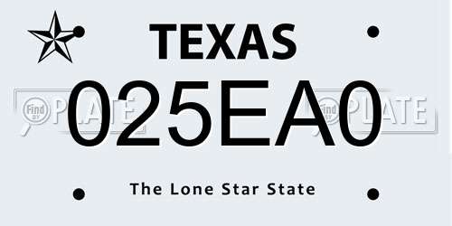 025EA0 Texas License Plate