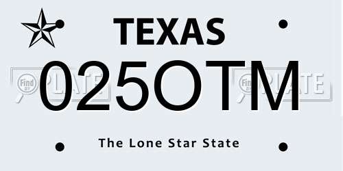 025OTM Texas License Plate