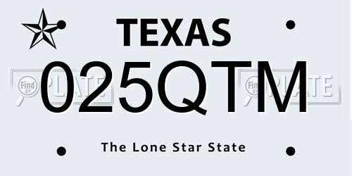 025QTM Texas License Plate
