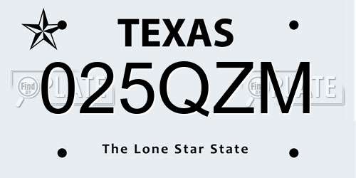 025QZM Texas License Plate