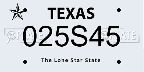 025S45 Texas License Plate
