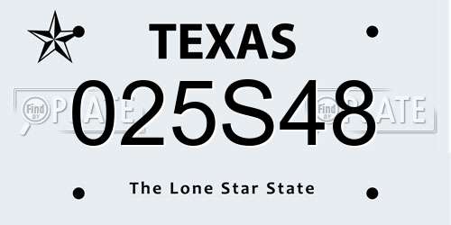 025S48 Texas License Plate