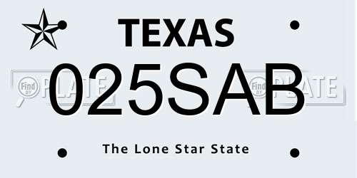 025SAB Texas License Plate