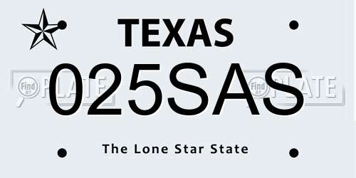 025SAS Texas License Plate