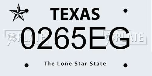 0265EG Texas License Plate