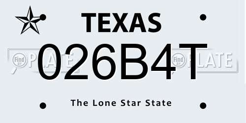 026B4T Texas License Plate