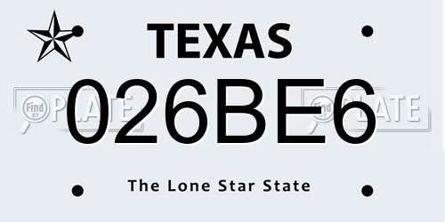 026BE6 Texas License Plate