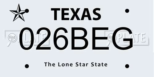026BEG Texas License Plate