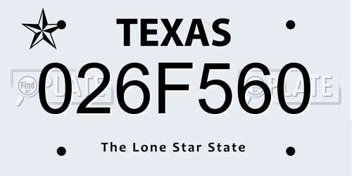 026F560 Texas License Plate