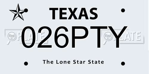026PTY Texas License Plate