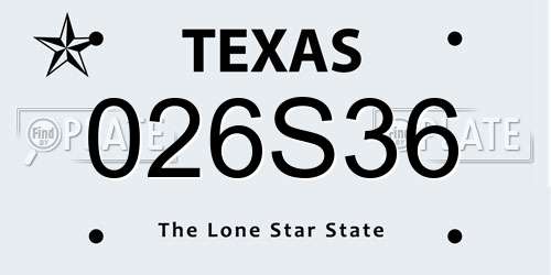 026S36 Texas License Plate