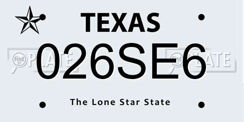 026SE6 Texas License Plate