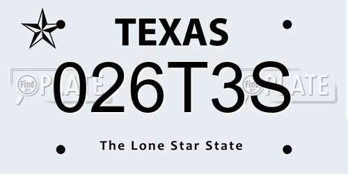 026T3S Texas License Plate