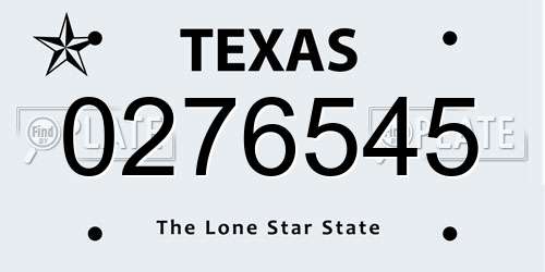 0276545 Texas License Plate
