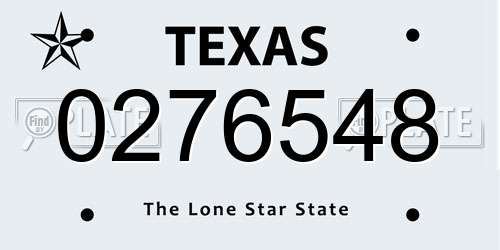 0276548 Texas License Plate