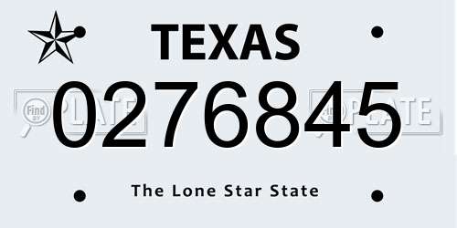 0276845 Texas License Plate
