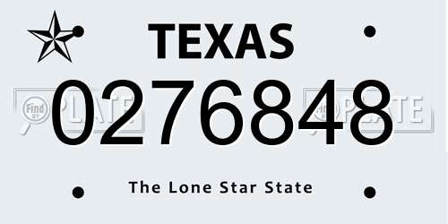 0276848 Texas License Plate