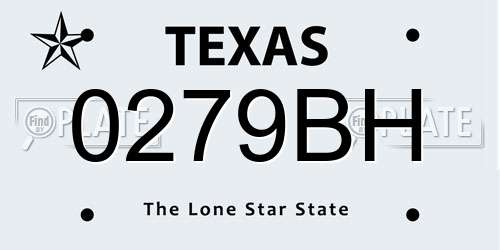 0279BH Texas License Plate
