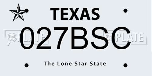 027BSC Texas License Plate
