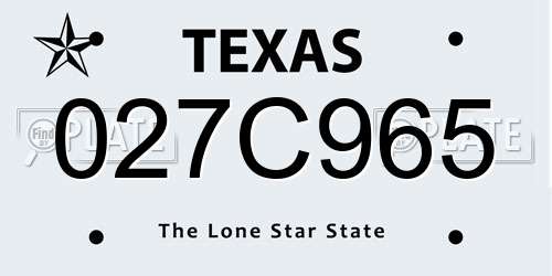 027C965 Texas License Plate