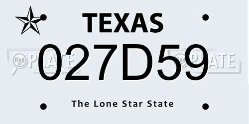 027D59 Texas License Plate