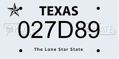 027D89 Texas License Plate