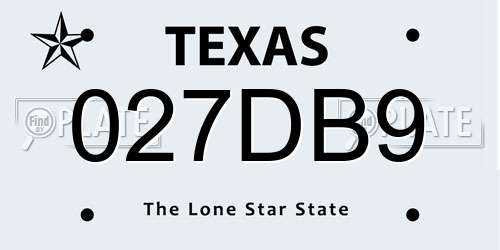027DB9 Texas License Plate