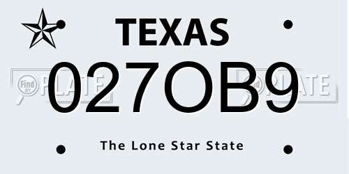 027OB9 Texas License Plate