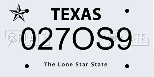 027OS9 Texas License Plate