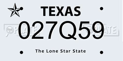 027Q59 Texas License Plate