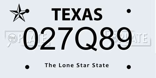 027Q89 Texas License Plate