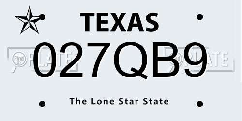 027QB9 Texas License Plate