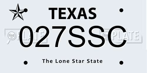 027SSC Texas License Plate