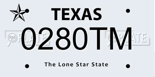 0280TM Texas License Plate