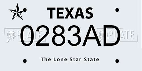 0283AD Texas License Plate