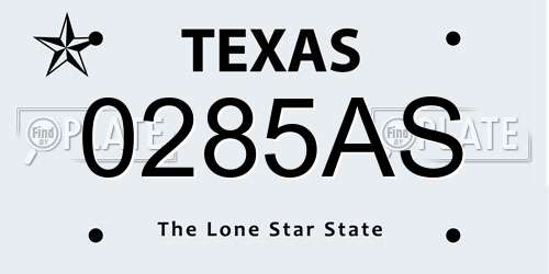 0285AS Texas License Plate