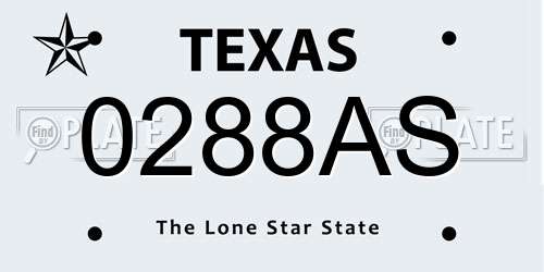 0288AS Texas License Plate