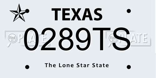 0289TS Texas License Plate