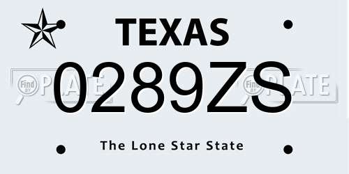 0289ZS Texas License Plate