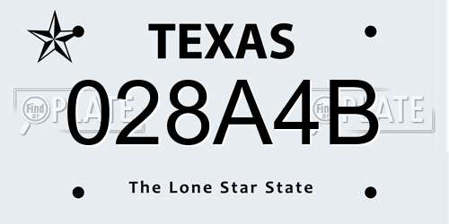 028A4B Texas License Plate