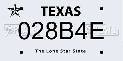 028B4E Texas License Plate