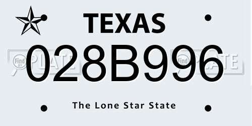 028B996 Texas License Plate