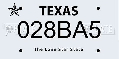 028BA5 Texas License Plate