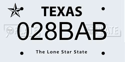 028BAB Texas License Plate
