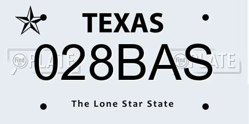 028BAS Texas License Plate
