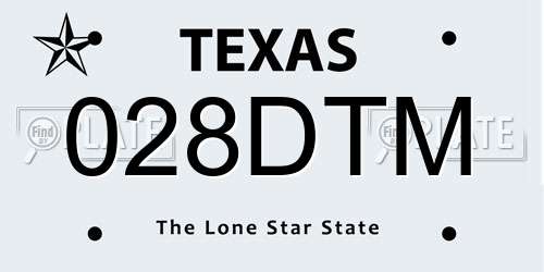 028DTM Texas License Plate