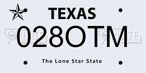 028OTM Texas License Plate