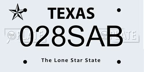028SAB Texas License Plate